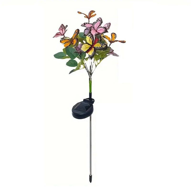Casa si Gradina - Corpuri si surse de iluminat - Iluminat exterior - Lampi solare - Lampa Solara cu Fluturi Multicolori pentru Gradina sau Terasa, IP65, cu Senzor de Lumina, 65cm Inaltime - Infinity.ro
