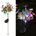 Casa si Gradina - Corpuri si surse de iluminat - Iluminat exterior - Lampi solare - Lampa Solara cu Fluturi Multicolori pentru Gradina sau Terasa, IP65, cu Senzor de Lumina, 65cm Inaltime - Infinity.ro