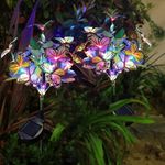Casa si Gradina - Corpuri si surse de iluminat - Iluminat exterior - Lampi solare - Lampa Solara cu Fluturi Multicolori pentru Gradina sau Terasa, IP65, cu Senzor de Lumina, 65cm Inaltime - Infinity.ro