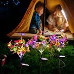 Casa si Gradina - Corpuri si surse de iluminat - Iluminat exterior - Lampi solare - Lampa Solara cu Fluturi Multicolori pentru Gradina sau Terasa, IP65, cu Senzor de Lumina, 65cm Inaltime - Infinity.ro