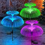 Casa si Gradina - Corpuri si surse de iluminat - Iluminat exterior - Lampi solare - 2 x Lampa solara decorativa, tip meduza, pentru gradina, cu lumina LED RGB, fibra optica, 7 culori - Infinity.ro