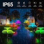 Casa si Gradina - Corpuri si surse de iluminat - Iluminat exterior - Lampi solare - 2 x Lampa solara decorativa, tip meduza, pentru gradina, cu lumina LED RGB, fibra optica, 7 culori - Infinity.ro