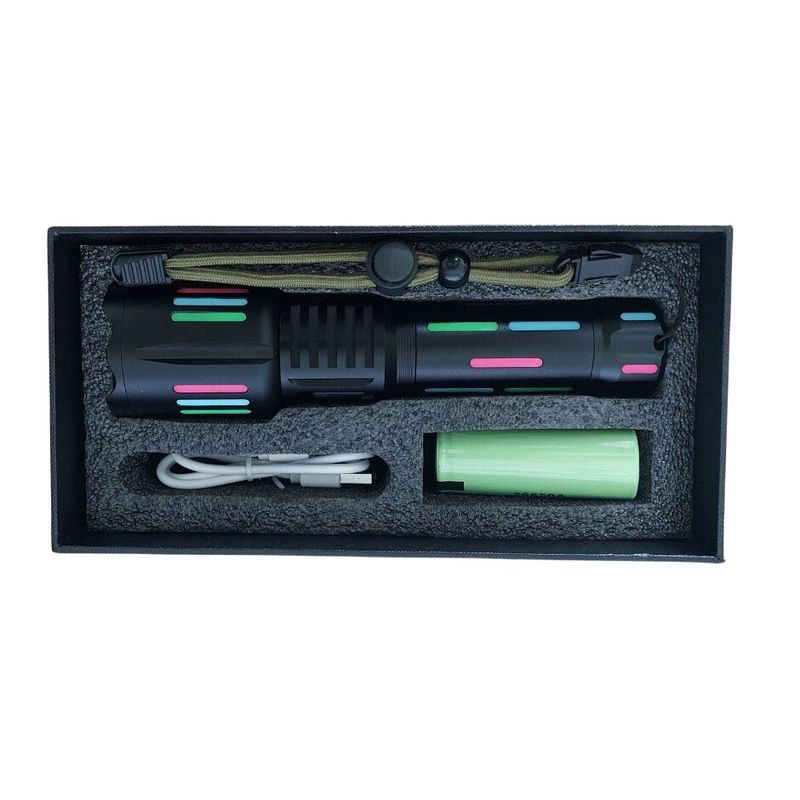 Casa si Gradina - Corpuri si surse de iluminat - Iluminat exterior - Lanterne - Lanterna tactica 6500lm, 26650mah baterie, incarcare USB Type-C, Zoom, negru - Infinity.ro