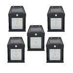 Casa si Gradina - Corpuri si surse de iluminat - Iluminat exterior - Lampi solare - Set 5 x Lampi Solare de Perete 2W, 600LM, rezistenta la apa IP65, pentru gradina sau casa, negru - Infinity.ro