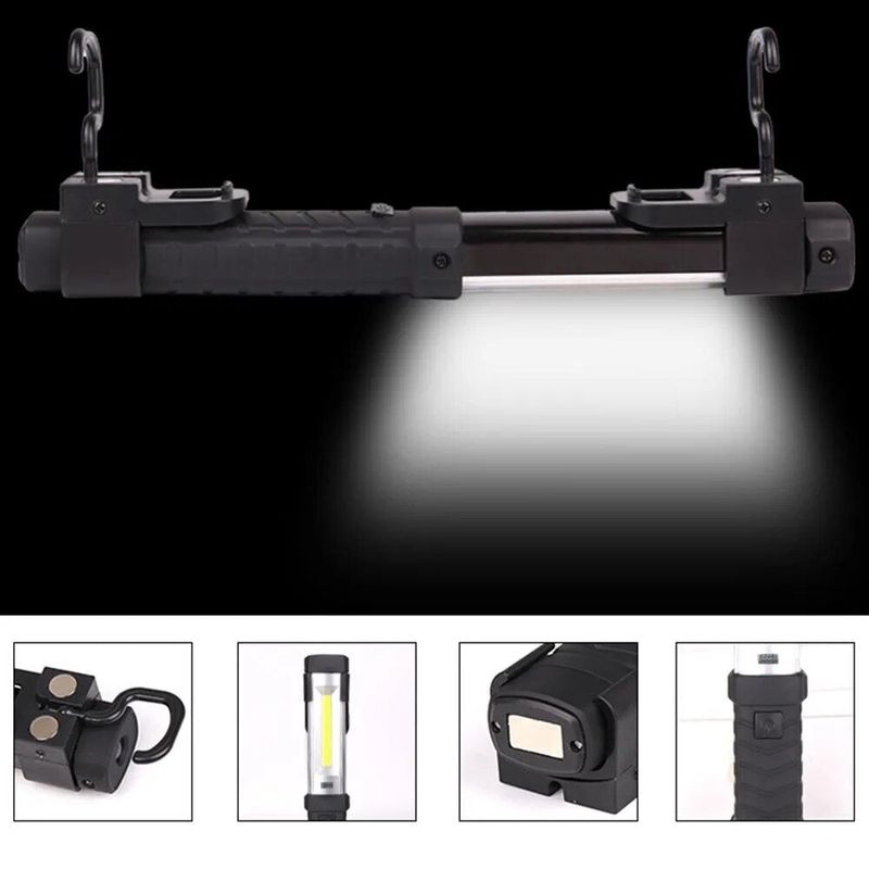 Casa si Gradina - Corpuri si surse de iluminat - Veioze si lampi - Lampadare - Lampa Magnetica LED Lumina Frontala si Laterala, portabila, reincarcabila USB - Negru - Infinity.ro