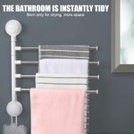 Casa si Gradina - Sanitare - Suporturi si accesorii baie - Suporturi baie - Suport de baie pentru 4 prosoape, cu ventuze, din ABS, alb-gri - Infinity.ro