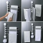 Casa si Gradina - Sanitare - Suporturi si accesorii baie - Suporturi baie - Suport de baie pentru 4 prosoape, cu ventuze, din ABS, alb-gri - Infinity.ro