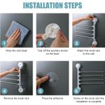 Casa si Gradina - Sanitare - Suporturi si accesorii baie - Suporturi baie - Suport de baie pentru 4 prosoape, cu ventuze, din ABS, alb-gri - Infinity.ro