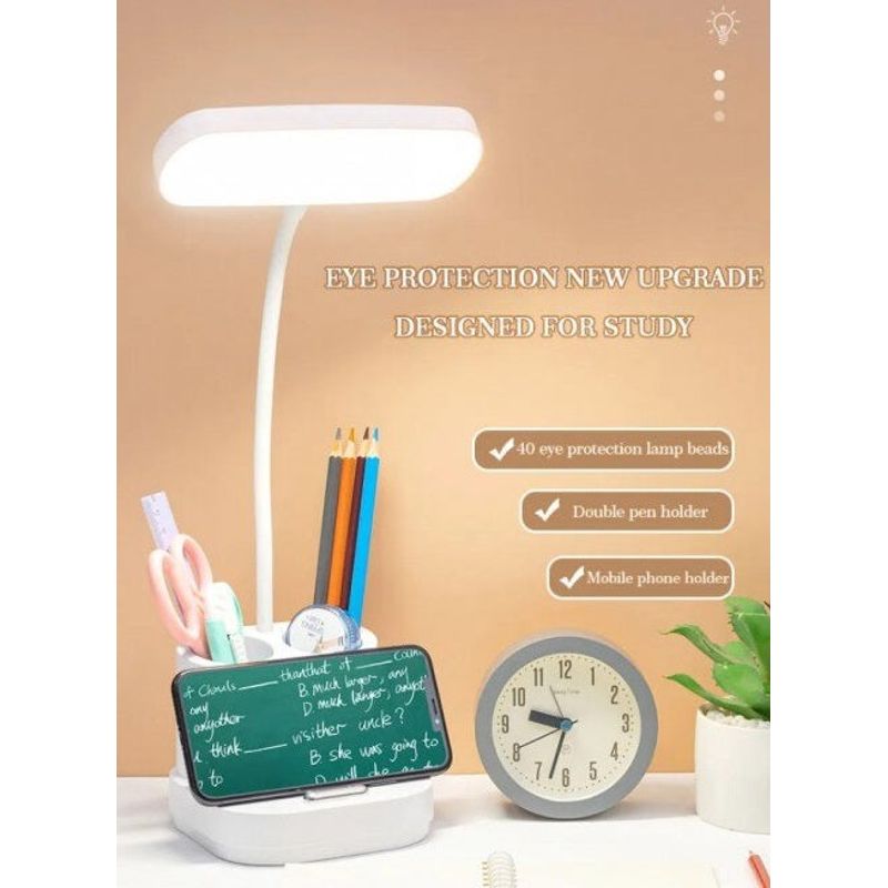 Casa si Gradina - Corpuri si surse de iluminat - Veioze si lampi - Lampadare - Lampa LED 1958, pentru birou, portabila, cu 40 de LED-uri, 3 moduri de iluminare, alb - Infinity.ro
