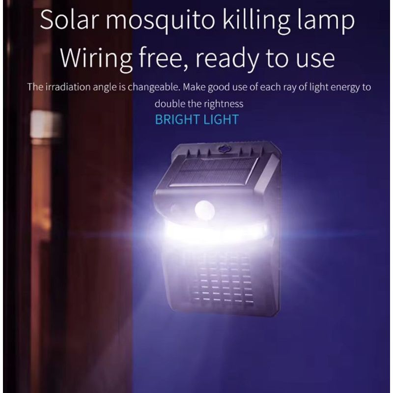 Casa si Gradina - Corpuri si surse de iluminat - Iluminat exterior - Lampi solare - Lampa solara de perete 2 in 1, cu sistem anti tantari, model W792, lumina alba si violet, cu inductie, negru - Infinity.ro