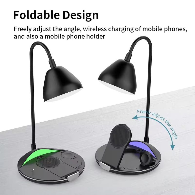 Laptop, Telefoane si Tablete - Telefoane mobile si accesorii - Accesorii Telefoane - Incarcatoare telefoane - Statie de incarcare rapida, 20W, pliabila, cu lampa LED, incarcare wireless pentru smartphone, casti si ceas, negru - Infinity.ro
