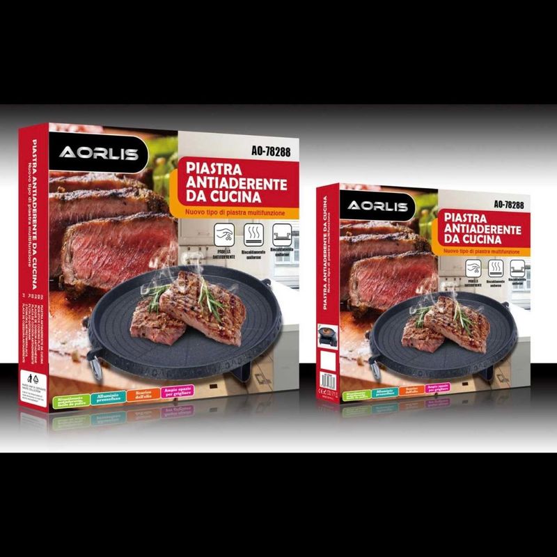 Casa si Gradina - Bucatarie si vesela - Vase pentru gatit - Tigai si seturi - Tigaie rotunda pentru gratar AO78288, 32cm, cu strat antiaderent, negru - Infinity.ro