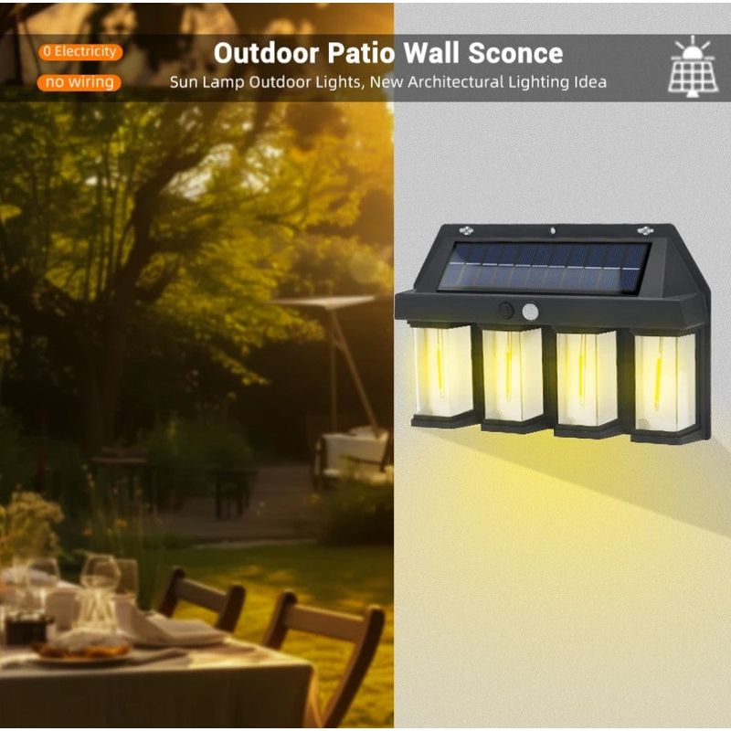 Casa si Gradina - Corpuri si surse de iluminat - Iluminat exterior - Lampi solare - Lampa solara cu 4 LED-uri, 1.5W x 4, cu senzor de miscare, 600LM, acumulator 1600mAh, negru - Infinity.ro