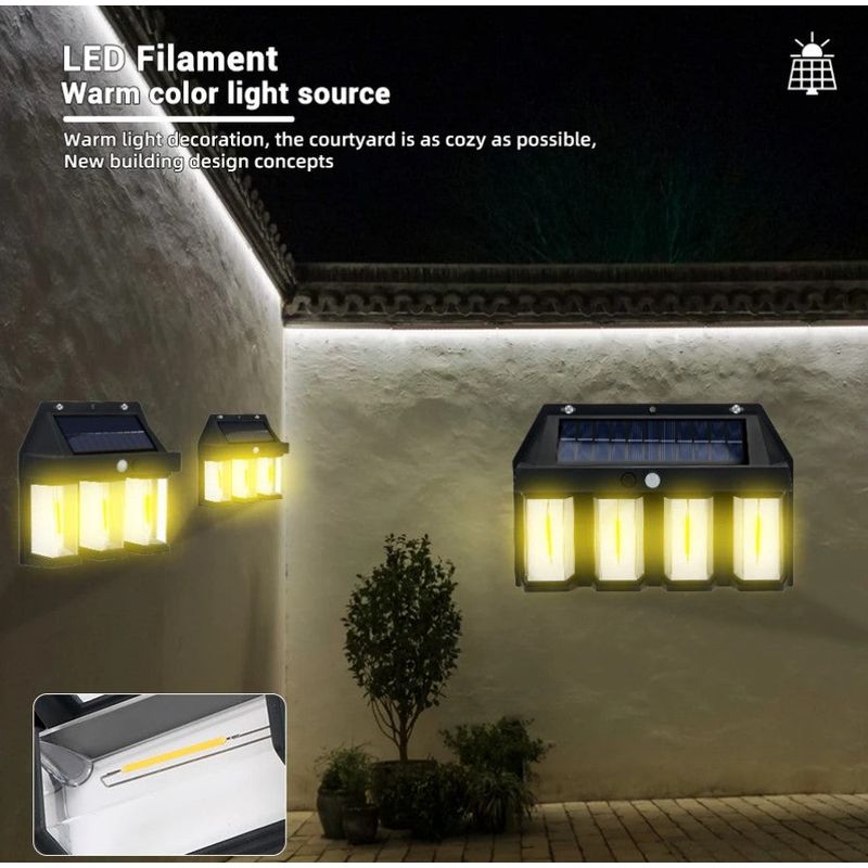 Casa si Gradina - Corpuri si surse de iluminat - Iluminat exterior - Lampi solare - Lampa solara cu 4 LED-uri, 1.5W x 4, cu senzor de miscare, 600LM, acumulator 1600mAh, negru - Infinity.ro