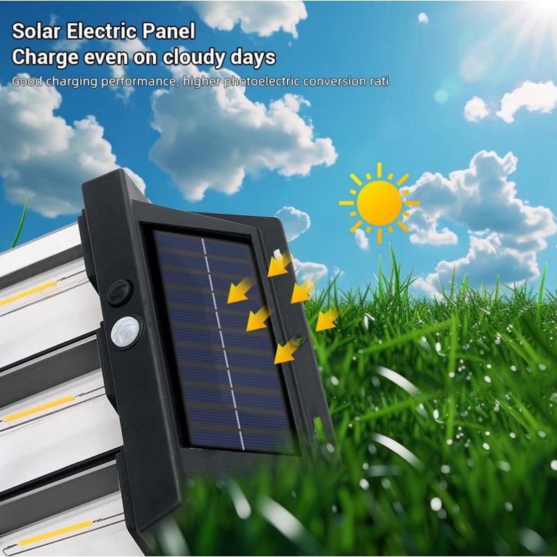 Casa si Gradina - Corpuri si surse de iluminat - Iluminat exterior - Lampi solare - Lampa solara cu 4 LED-uri, 1.5W x 4, cu senzor de miscare, 600LM, acumulator 1600mAh, negru - Infinity.ro