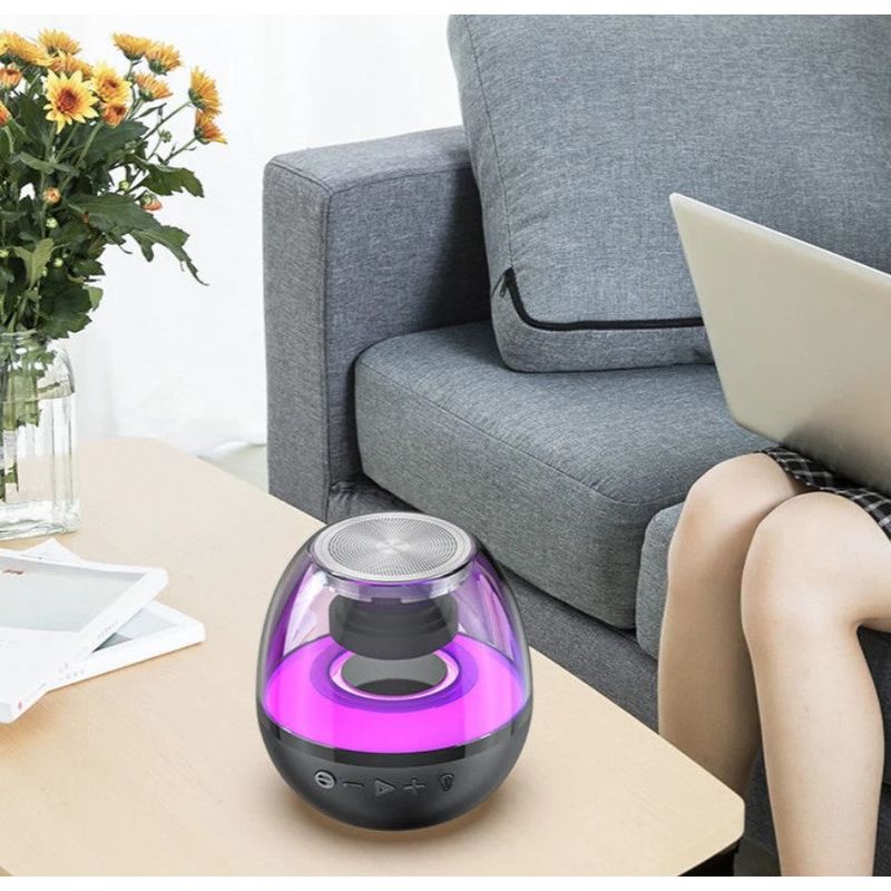 TV, Audio-Video si Foto - Portabile audio - Boxe portabile - Mini boxa portabila cu extra bass, RGB, sunet 360°, HD, bluetooth 5.0, USB Type-C, negru - Infinity.ro