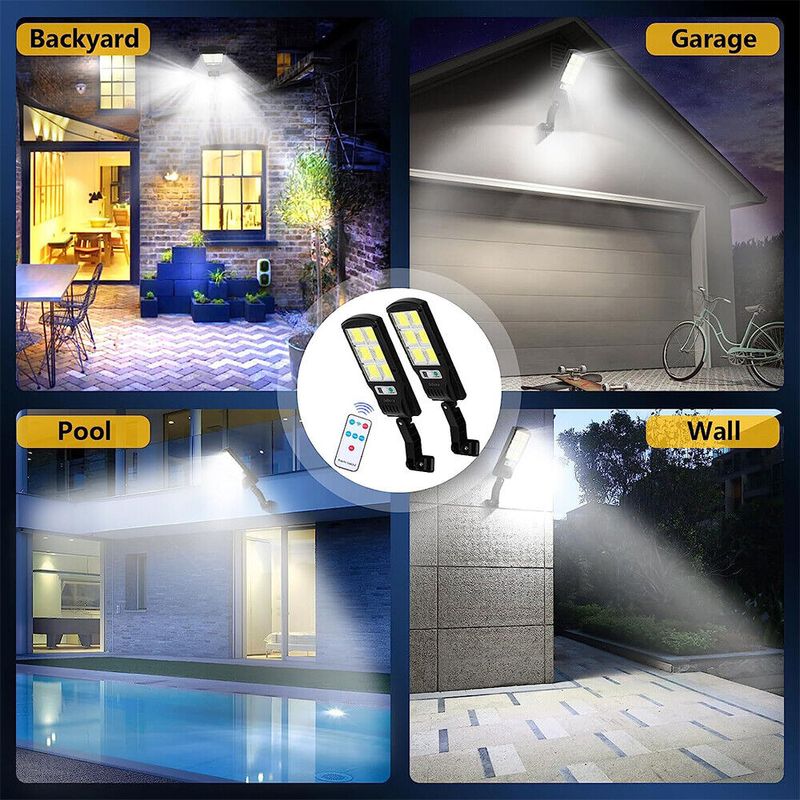 Casa si Gradina - Corpuri si surse de iluminat - Iluminat exterior - Lampi solare - Lampa solara stradala LED, cu 6 cadrane, senzor miscare, IP65, negru - Infinity.ro