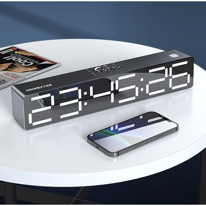 TV, Audio-Video si Foto - Portabile audio - Boxe portabile - Boxa portabila Andowl QYXB133, cu ceas, alarma, SD card slot, bluetooth, negru - Infinity.ro