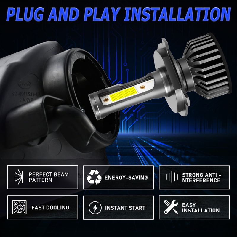 Casa si Gradina - Corpuri si surse de iluminat - Becuri si tuburi neon - Becuri - Set 2 becuri LED auto COB H7, 100W, cu ventilator, 6000K, 12000LM, protectie IP65 - Infinity.ro