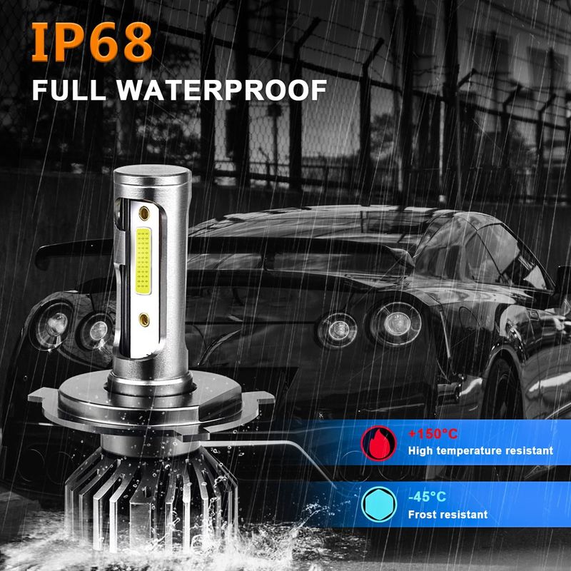 Casa si Gradina - Corpuri si surse de iluminat - Becuri si tuburi neon - Becuri - Set 2 becuri LED auto COB H7, 100W, cu ventilator, 6000K, 12000LM, protectie IP65 - Infinity.ro