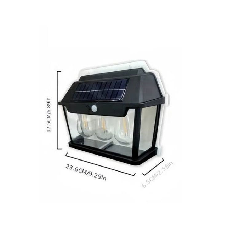 Casa si Gradina - Corpuri si surse de iluminat - Iluminat exterior - Lampi solare - Lampa solara de perete cu 3 becuri LED, 3 moduri de functionare, 38W, 600Lm, senzor miscare, IP65, negru - Infinity.ro