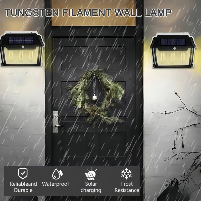 Casa si Gradina - Corpuri si surse de iluminat - Iluminat exterior - Lampi solare - Lampa solara de perete cu 3 becuri LED, 3 moduri de functionare, 38W, 600Lm, senzor miscare, IP65, negru - Infinity.ro