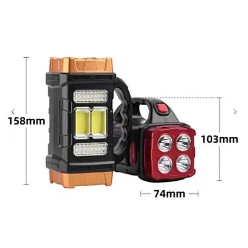 Casa si Gradina - Corpuri si surse de iluminat - Iluminat exterior - Lampi solare - Lampa solara multifunctionala HB-1678 putere 38W tip lanterna/felinar, cu maner, negru/rosu - Infinity.ro