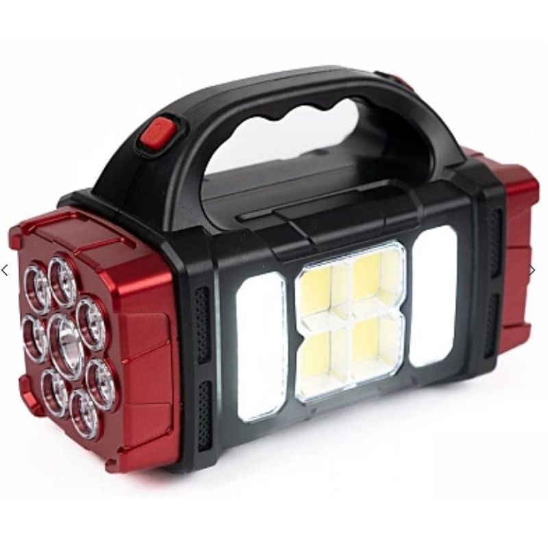 Casa si Gradina - Corpuri si surse de iluminat - Iluminat exterior - Lampi solare - Lampa solara multifunctionala HB-1678 putere 38W tip lanterna/felinar, cu maner, negru/rosu - Infinity.ro