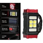 Casa si Gradina - Corpuri si surse de iluminat - Iluminat exterior - Lampi solare - Lampa solara multifunctionala HB-1678 putere 38W tip lanterna/felinar, cu maner, negru/rosu - Infinity.ro