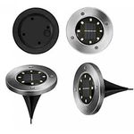 Casa si Gradina - Corpuri si surse de iluminat - Iluminat exterior - Lampi solare - Set 4 Lampi Solare METALICE Disk Lights Argintii pentru Gradina - Infinity.ro