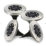 Casa si Gradina - Corpuri si surse de iluminat - Iluminat exterior - Lampi solare - Set 4 Lampi Solare METALICE Disk Lights Argintii pentru Gradina - Infinity.ro