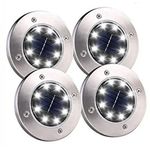 Casa si Gradina - Corpuri si surse de iluminat - Iluminat exterior - Lampi solare - Set 4 Lampi Solare METALICE Disk Lights Argintii pentru Gradina - Infinity.ro