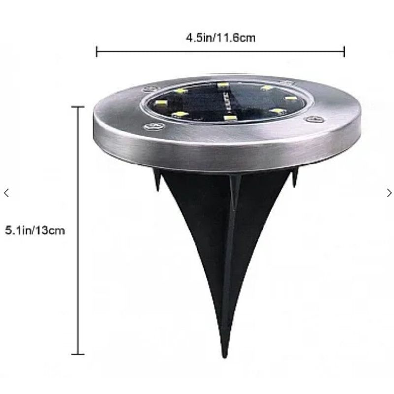 Casa si Gradina - Corpuri si surse de iluminat - Iluminat exterior - Lampi solare - Set 4 Lampi Solare METALICE Disk Lights Argintii pentru Gradina - Infinity.ro