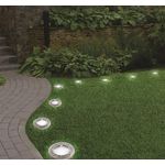 Casa si Gradina - Corpuri si surse de iluminat - Iluminat exterior - Lampi solare - Set 4 Lampi Solare METALICE Disk Lights Argintii pentru Gradina - Infinity.ro