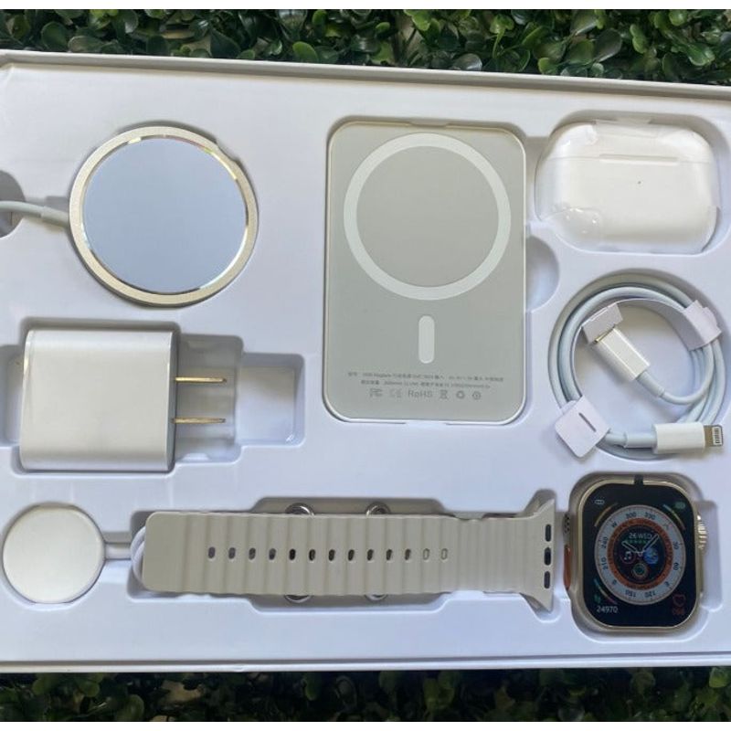 TV, Audio-Video si Foto - Portabile audio - Casti audio - Set complet cu Smartwatch X8 de 2", casti in-ear wireless, incarcator, cabluri, baterie externa, 8 in 1 - Infinity.ro