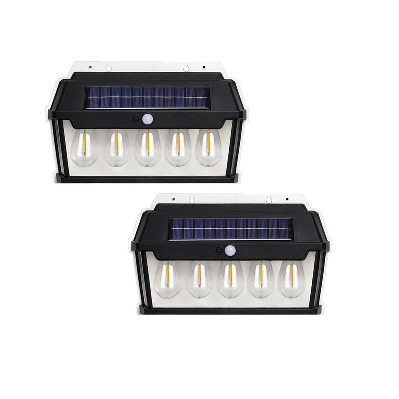 Casa si Gradina - Corpuri si surse de iluminat - Iluminat exterior - Lampi solare - Lampa solara de perete cu 5 becuri LED, IP65, unghi inductie 120°, 65W, dimabil, negru - 3 - Infinity.ro