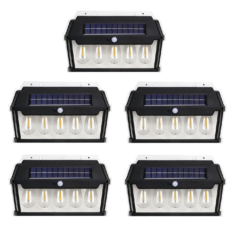 Casa si Gradina - Corpuri si surse de iluminat - Iluminat exterior - Lampi solare - Lampa solara de perete cu 5 becuri LED, IP65, unghi inductie 120°, 65W, dimabil, negru - 3 - Infinity.ro