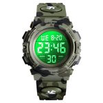 Casa si Gradina - Decoratiuni - Ceasuri - Ceas digital pentru copii, Sport, Rezistent la Apa 5atm, Iluminare Cadran, Verde Camuflaj - Verde Camuflaj - Infinity.ro