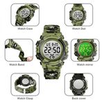 Casa si Gradina - Decoratiuni - Ceasuri - Ceas digital pentru copii, Sport, Rezistent la Apa 5atm, Iluminare Cadran, Verde Camuflaj - Verde Camuflaj - Infinity.ro