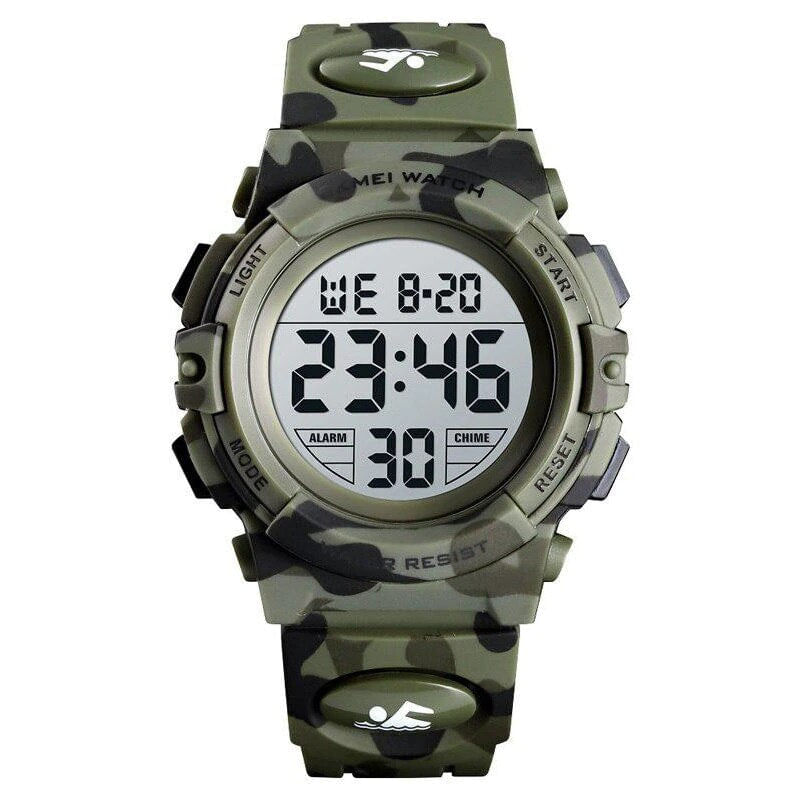 Casa si Gradina - Decoratiuni - Ceasuri - Ceas digital pentru copii, Sport, Rezistent la Apa 5atm, Iluminare Cadran, Verde Camuflaj - Verde Camuflaj - Infinity.ro