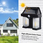 Casa si Gradina - Corpuri si surse de iluminat - Iluminat exterior - Lampi solare - Set 2 x Lampi solare duble pentru perete, 2W, 1200LM, protectie intemperii IP65, pentru casa sau gradina, negru - Infinity.ro