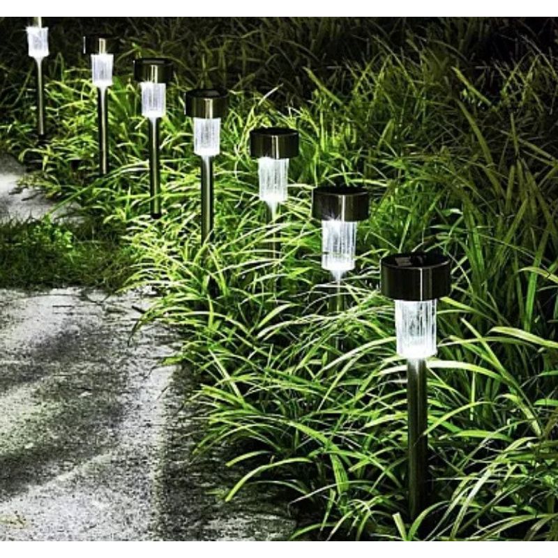 Casa si Gradina - Corpuri si surse de iluminat - Iluminat exterior - Lampi solare - Set 10 lampi solare pentru gradina dimensiune 30 cm cu lumina alba - Infinity.ro