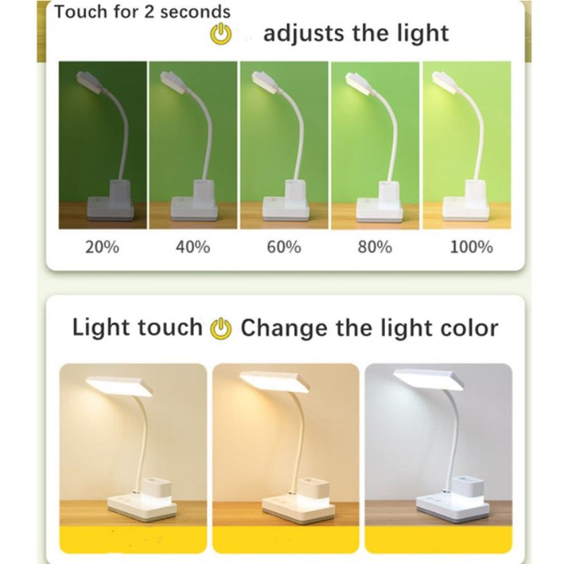 Casa si Gradina - Corpuri si surse de iluminat - Veioze si lampi - Lampadare - Lampa LED model 1945 pentru birou 4W, cu suport pixuri, reglabila, 3 moduri de iluminare, dimabila, alb - Infinity.ro