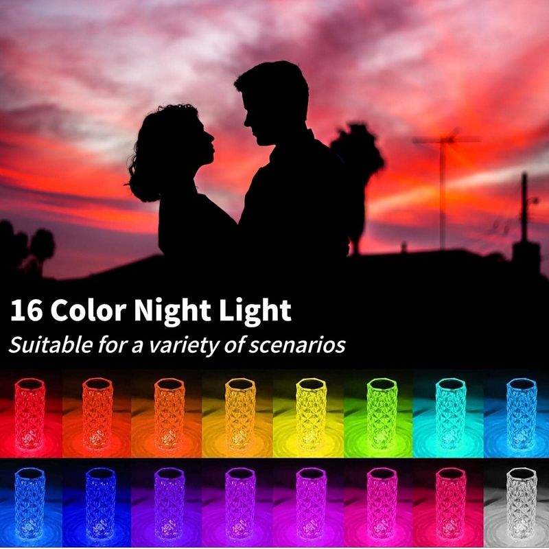 Casa si Gradina - Corpuri si surse de iluminat - Veioze si lampi - Lampadare - Lampa de masa ambientala din Cristal LED, RGBW, control Touch, Telecomanda, Incarcare USB-C - Infinity.ro