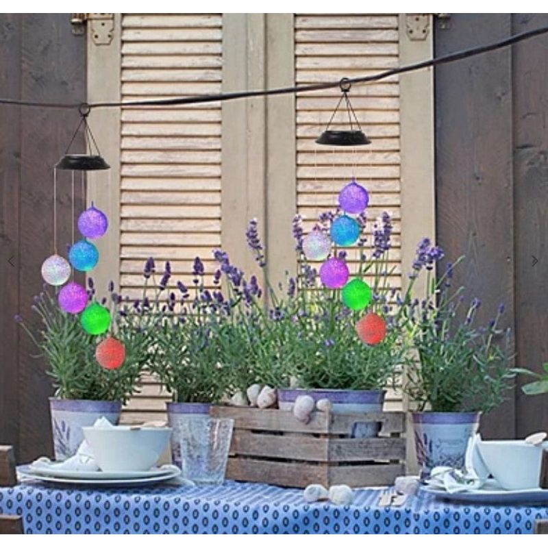 Casa si Gradina - Corpuri si surse de iluminat - Iluminat exterior - Lampi solare - Lampa Solara A148-FL8 Clopotel de Vant cu Bulgari de Zapada RGB - Infinity.ro