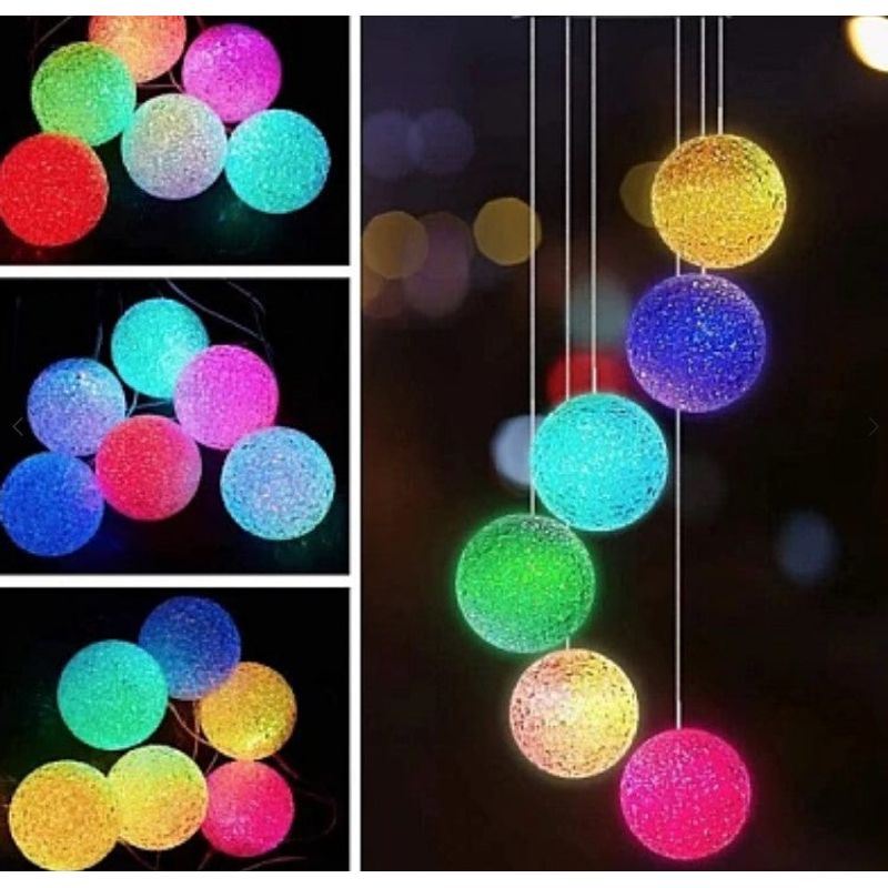 Casa si Gradina - Corpuri si surse de iluminat - Iluminat exterior - Lampi solare - Lampa Solara A148-FL8 Clopotel de Vant cu Bulgari de Zapada RGB - Infinity.ro