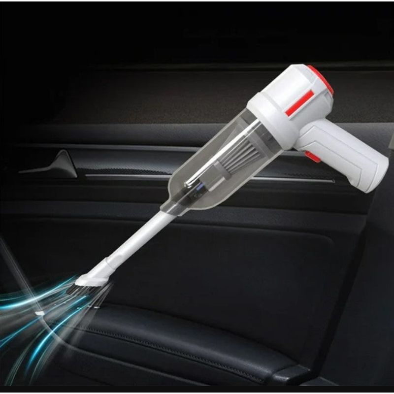Electronice si Electrocasnice - Ingrijirea locuintei - Aspiratoare - Aspirator mic de mana, 120W putere, portabil, fara fir pentru masina sau casa, reincarcabil cu USB, cu 3 accesorii, alb - Infinity.ro
