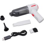 Electronice si Electrocasnice - Ingrijirea locuintei - Aspiratoare - Aspirator mic de mana, 120W putere, portabil, fara fir pentru masina sau casa, reincarcabil cu USB, cu 3 accesorii, alb - Infinity.ro