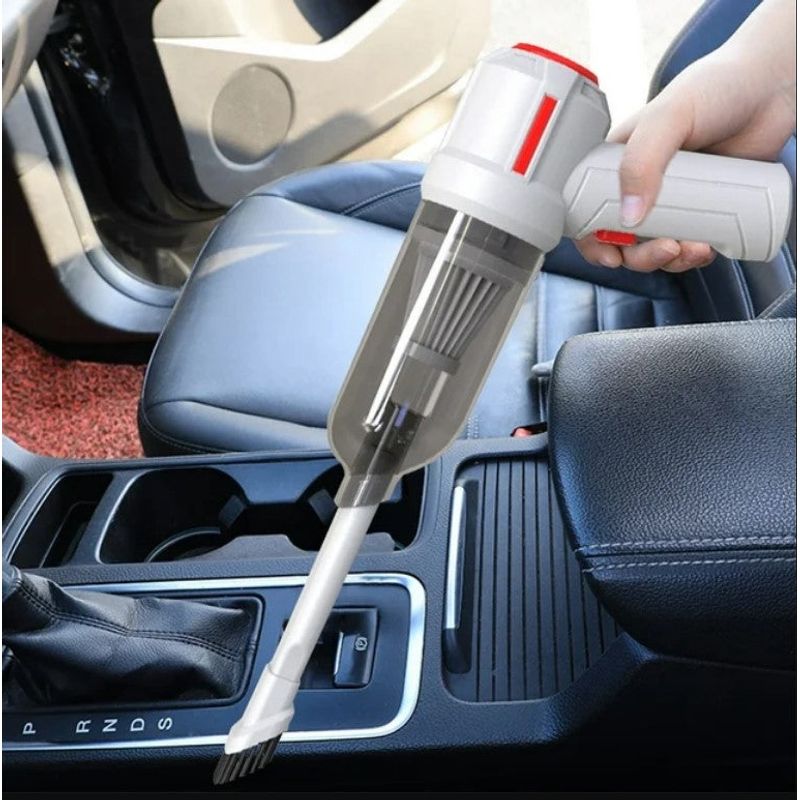 Electronice si Electrocasnice - Ingrijirea locuintei - Aspiratoare - Aspirator mic de mana, 120W putere, portabil, fara fir pentru masina sau casa, reincarcabil cu USB, cu 3 accesorii, alb - Infinity.ro