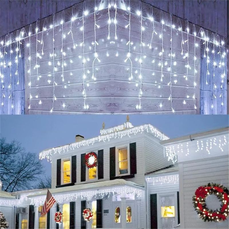 Casa si Gradina - Corpuri si surse de iluminat - Iluminat exterior - Instalatii luminoase exterior - Instalatie Luminoasa Solara, Lumina Alba Calda-Rece si Multicolora, 320 LED-uri, Telecomanda, 12m - Alb Cald - Infinity.ro
